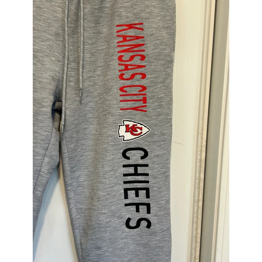 NFL Team Apparel Kansas City Chiefs Sleepwear Joggers Heather Grey Mens Medium‎